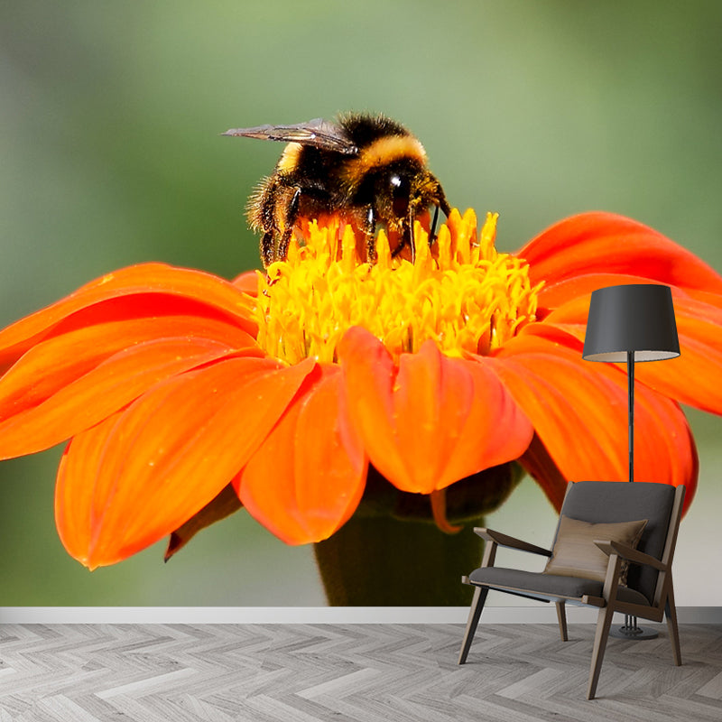 Customized Photography Bee Mural Stain Resistant Wall Art for Dining Room