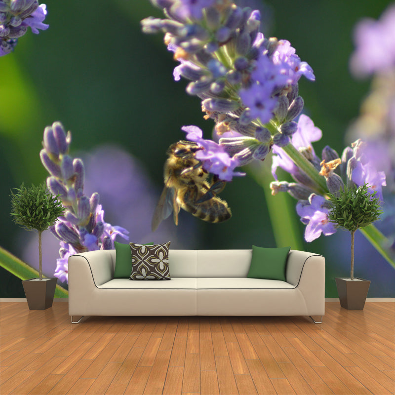 Customized Photography Bee Mural Stain Resistant Wall Art for Dining Room