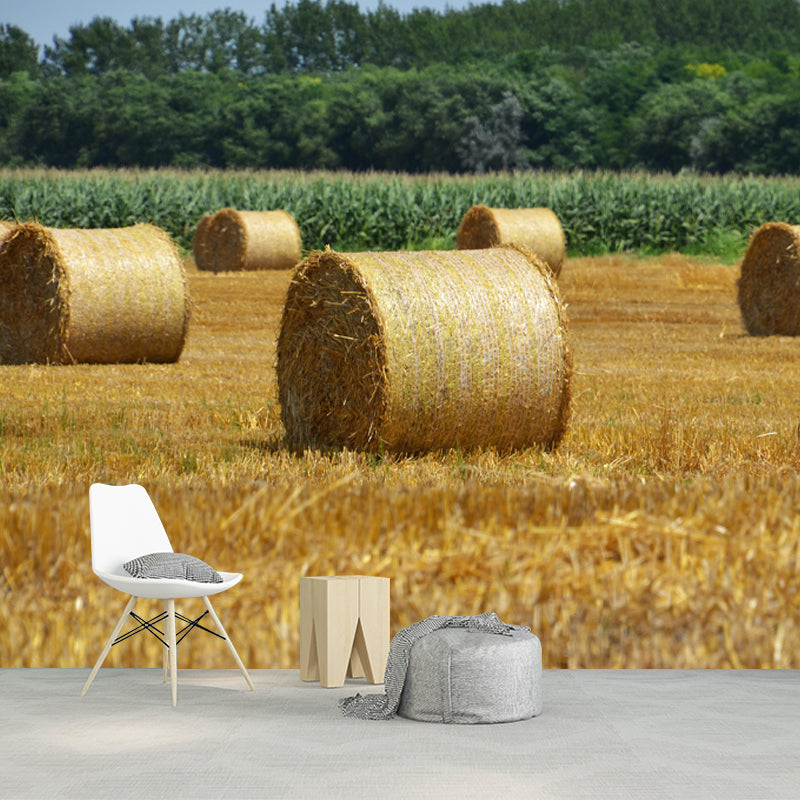 Customized Straw Bale Wall Mural Covering Mildew Resistant for Living Room