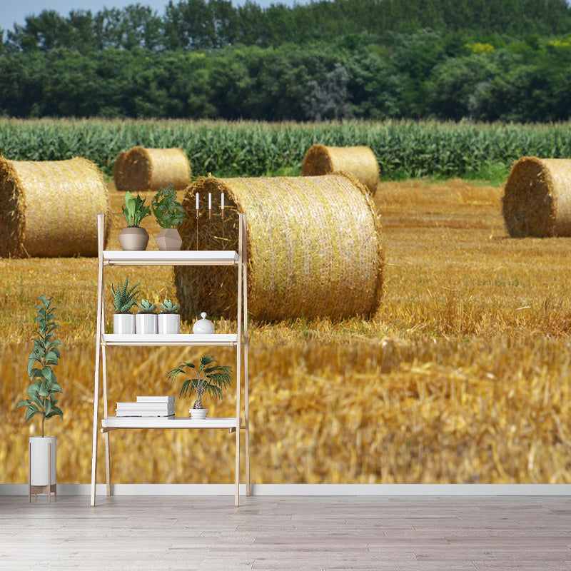 Customized Straw Bale Wall Mural Covering Mildew Resistant for Living Room