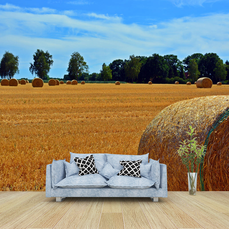 Customized Straw Bale Wall Mural Covering Mildew Resistant for Living Room