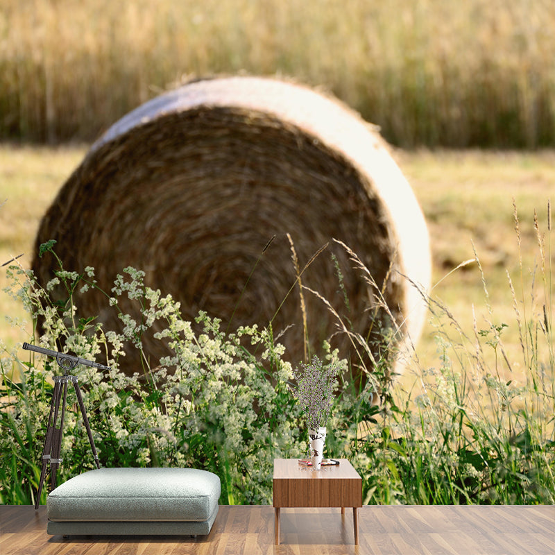 Customized Straw Bale Wall Mural Covering Mildew Resistant for Living Room