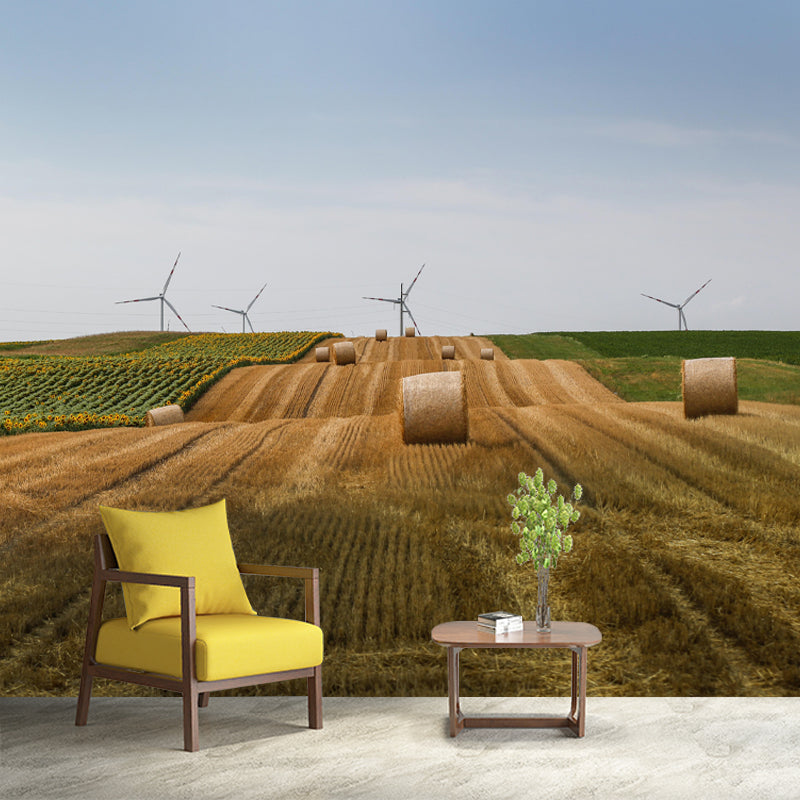 Customized Straw Bale Wall Mural Covering Mildew Resistant for Living Room