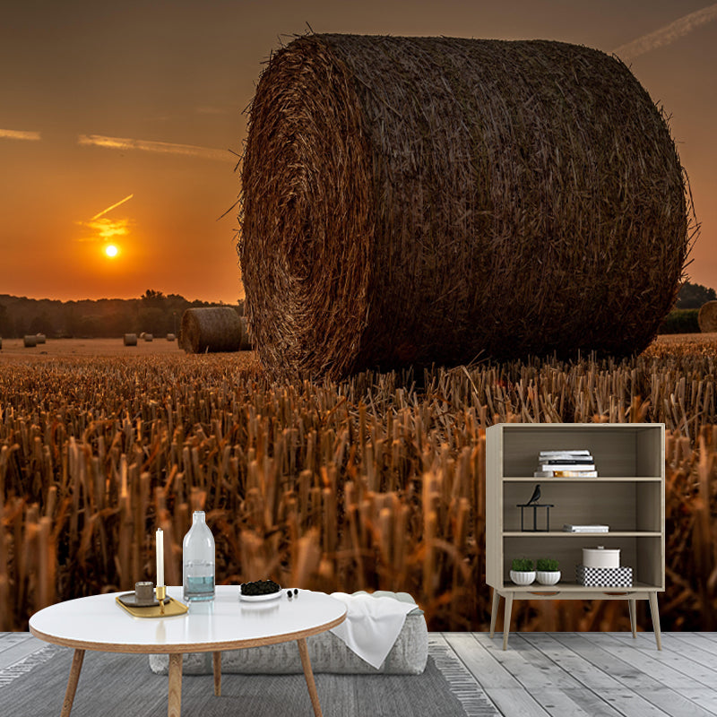 Customized Straw Bale Landscapes Mural Environment Friendly for Sleeping Room