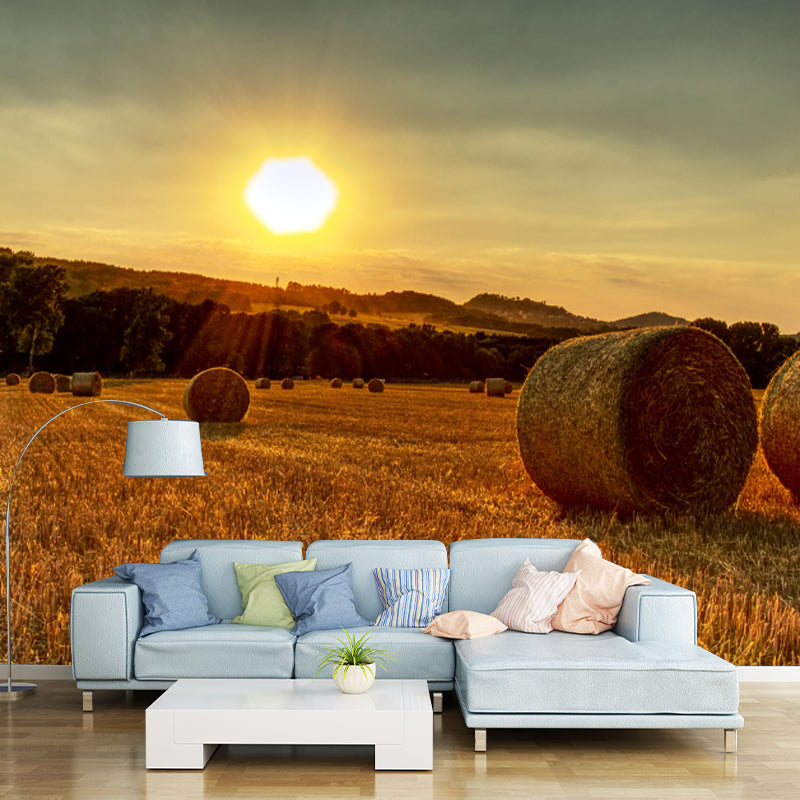 Customized Straw Bale Wall Mural Covering Mildew Resistant for Sleeping Room