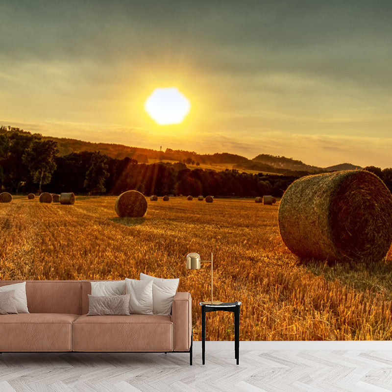 Customized Straw Bale Wall Mural Covering Mildew Resistant for Sleeping Room