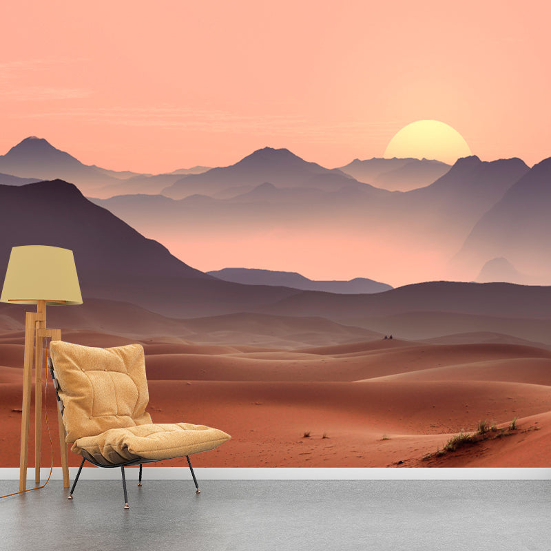Modern Desert Landscapes Mural Mildew Resistant Wallpaper for Reading Room