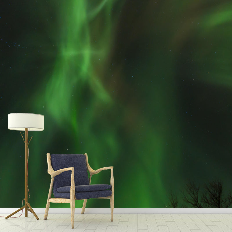 Beautiful Aurora Landscapes Mural Mildew Resistant Wallpaper for Reading Room