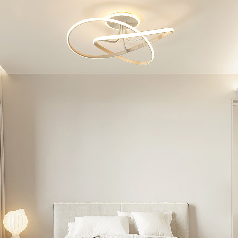 Silica Gel LED Ceiling Light in Modern Concise Style Aluminium Linear Semi Flush Mount for Bedroom