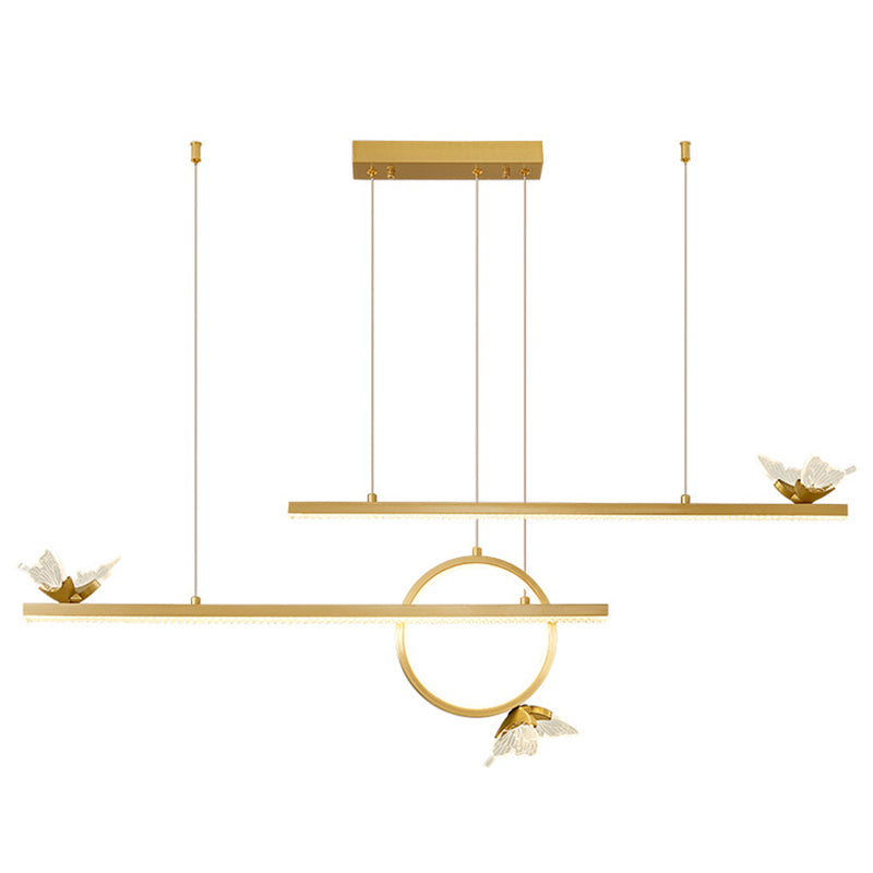 Luce dell'isola geometrica moderna lampadario a sospensione Metal 6 Luci dell'isola luminosa in oro