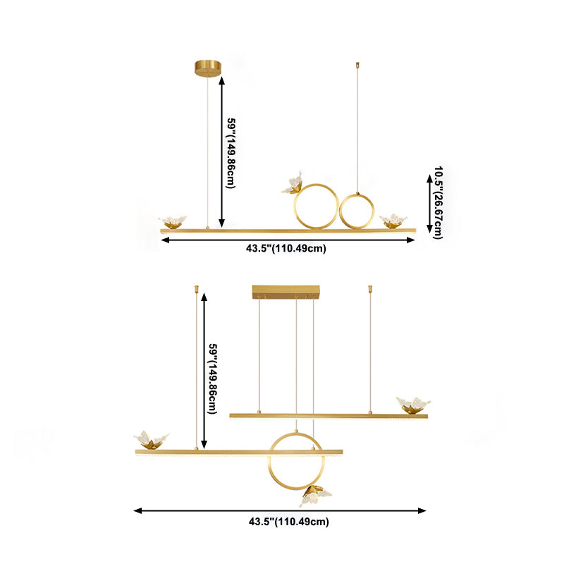 Geometric Island Lighting Modern Pendant Chandelier Metal 6 Light Island Lights in Gold