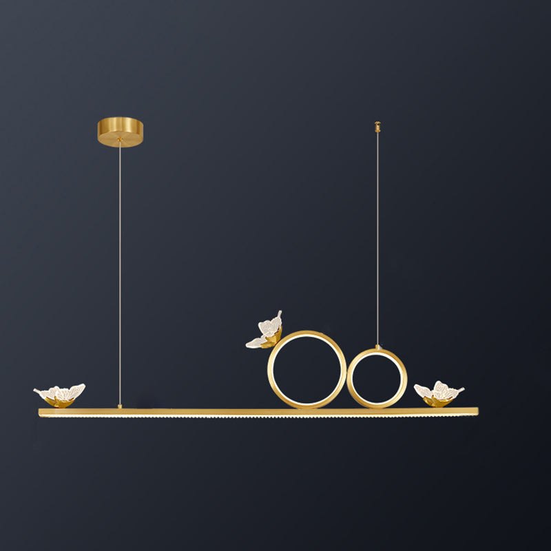 Geometric Island Lighting Modern Pendant Chandelier Metal 6 Light Island Lights in Gold