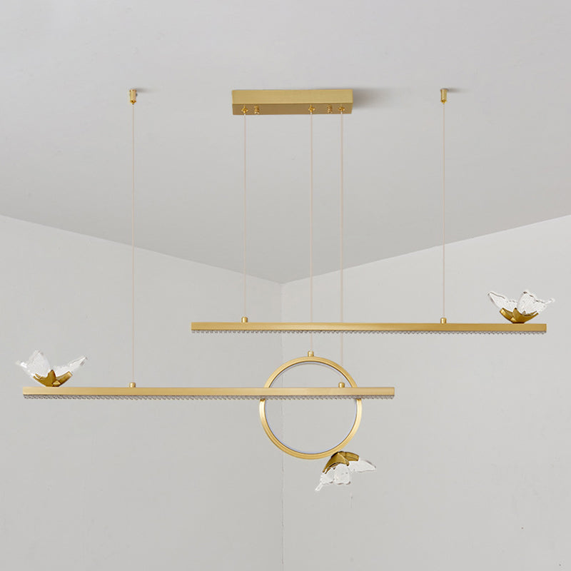 Luce dell'isola geometrica moderna lampadario a sospensione Metal 6 Luci dell'isola luminosa in oro