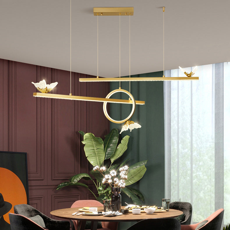 Luce dell'isola geometrica moderna lampadario a sospensione Metal 6 Luci dell'isola luminosa in oro