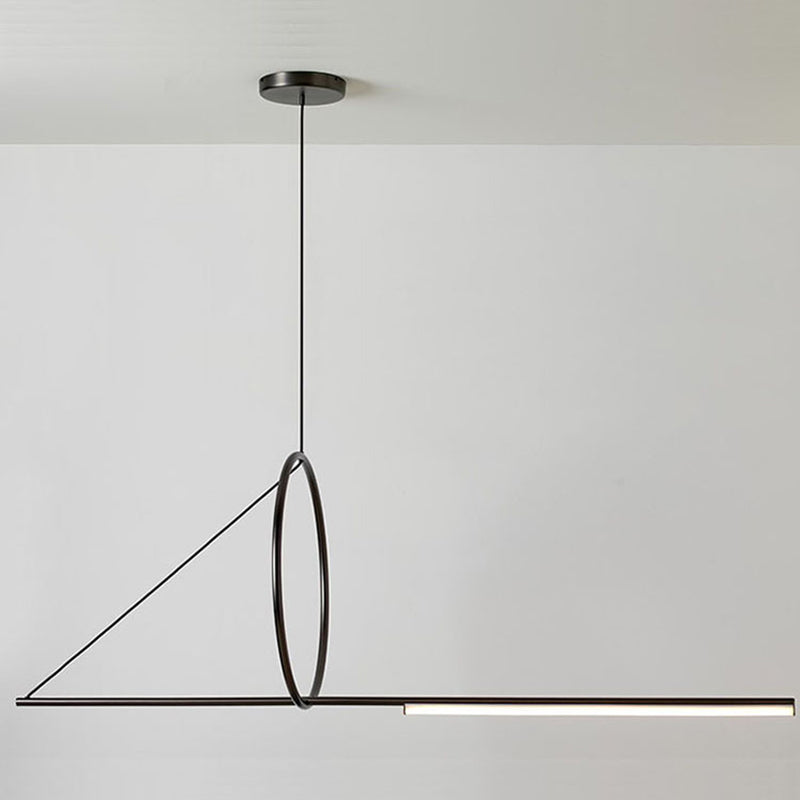 Geometric Island Lighting Fixtures Modern Chandelier Metal 1 Light Island Lamps in Black