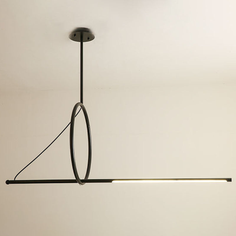 Geometric Island Lighting Fixtures Modern Chandelier Metal 1 Light Island Lamps in Black