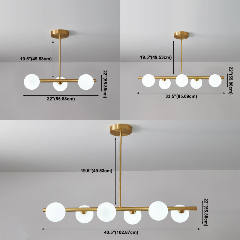 Glass Brass Island Light in Modern Creative Style Copper Globe Pendant Light for Dining Room