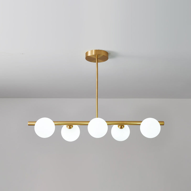 Glass Brass Island Light in Modern Creative Style Copper Globe Pendant Light for Dining Room