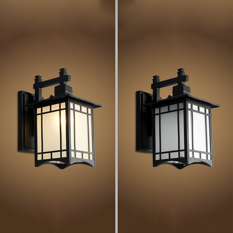 Squared Glass Wall Mount Lamp 1-Light Vintage Wall Lighting Fixture for Balcony
