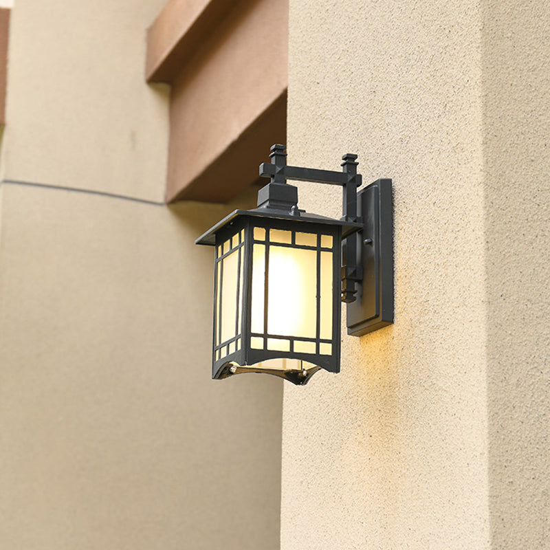 Squared Glass Wall Mount Lamp 1-Light Vintage Wall Lighting Fixture for Balcony