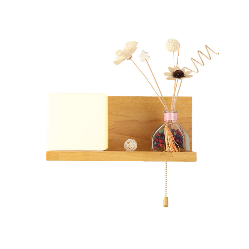 Glass Log Color Wall Lamp in Modern Concise Style Wooden Rectangular Wall Light without Decorations