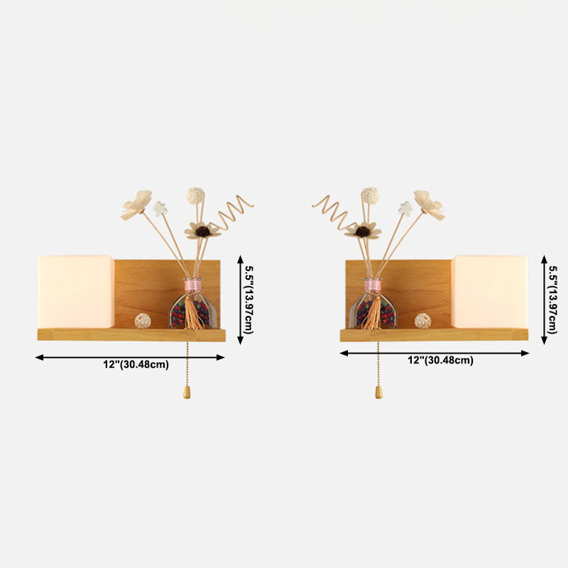 Glass Log Color Wall Lamp in Modern Concise Style Wooden Rectangular Wall Light without Decorations