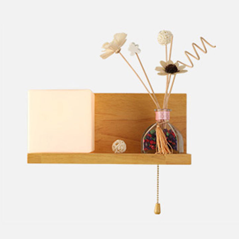 Glass Log Color Wall Lamp in Modern Concise Style Wooden Rectangular Wall Light without Decorations