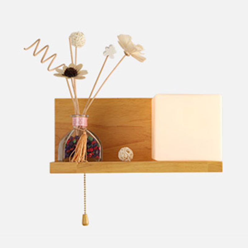 Glass Log Color Wall Lamp in Modern Concise Style Wooden Rectangular Wall Light without Decorations