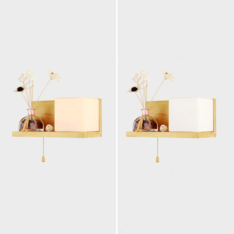 Glass Log Color Wall Lamp in Modern Concise Style Wooden Rectangular Wall Light without Decorations