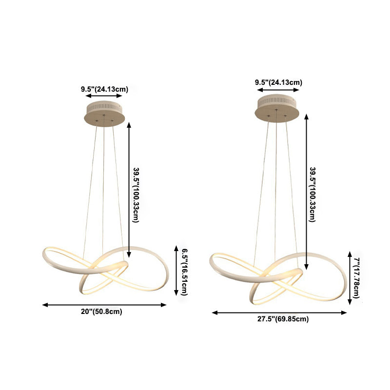 Acrylic Linear LED Hanging Lamp in Modern Simplicity Metal Pendant Light for Dining Room