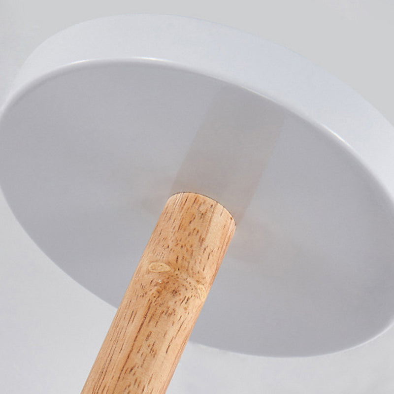 Modern Creative Sputnik Pendant Light Wooden Macaron Chandelier with Wrought Iron Shade