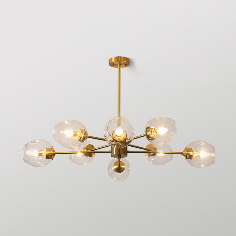 Luz de colgante de oro de vidrio en la lámpara de lámpara de cobre de estilo de lujo moderno para espacios interiores