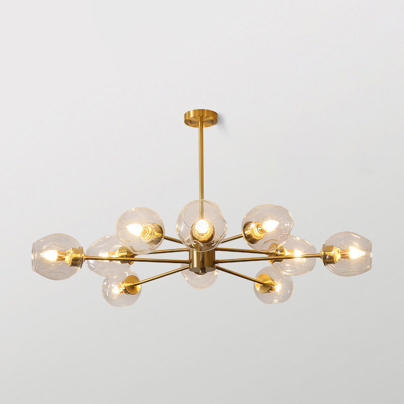 Luz de colgante de oro de vidrio en la lámpara de lámpara de cobre de estilo de lujo moderno para espacios interiores