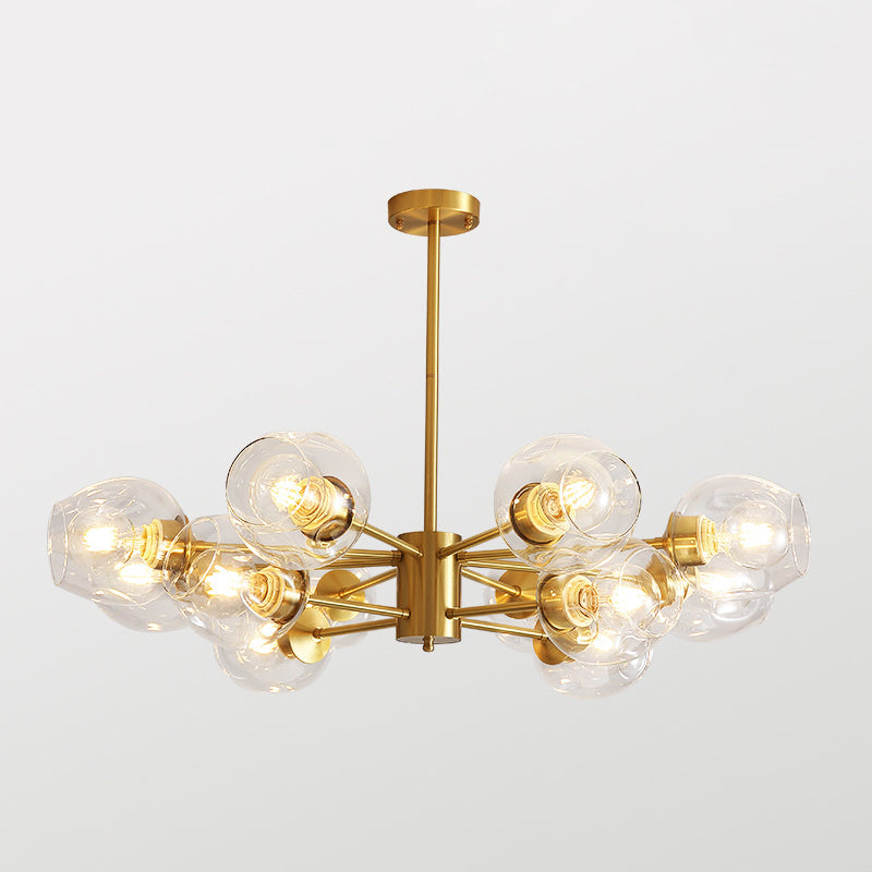 Luz de colgante de oro de vidrio en la lámpara de lámpara de cobre de estilo de lujo moderno para espacios interiores