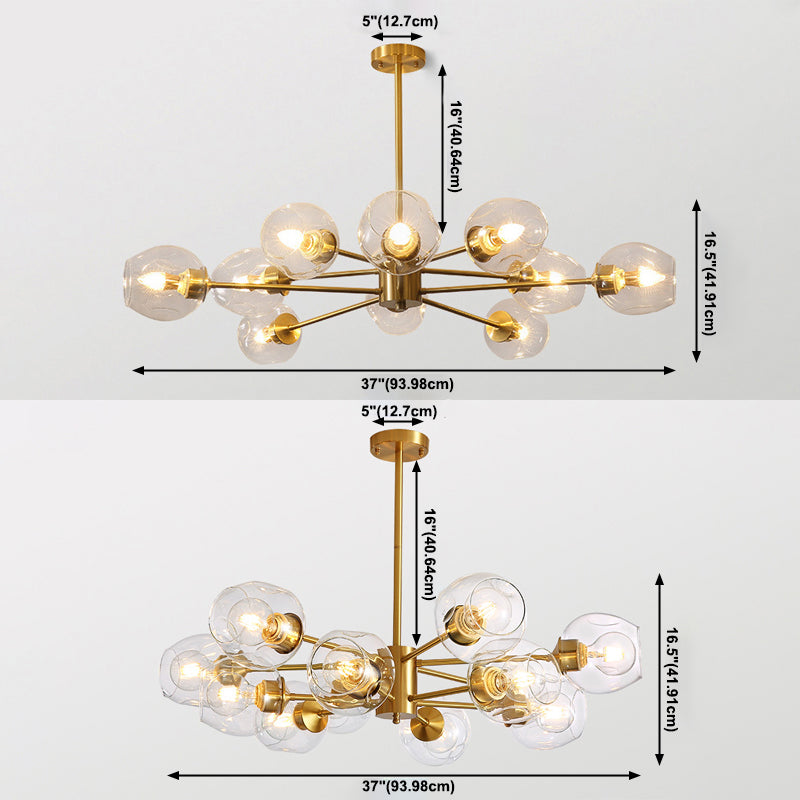 Luz de colgante de oro de vidrio en la lámpara de lámpara de cobre de estilo de lujo moderno para espacios interiores