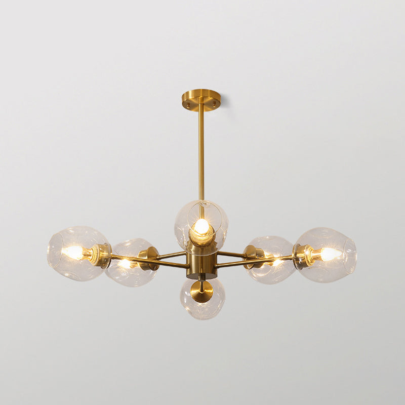 Luce a sospensione in oro in vetro nel lampadario moderno di rame sputnik in stile di lusso per spazi interni