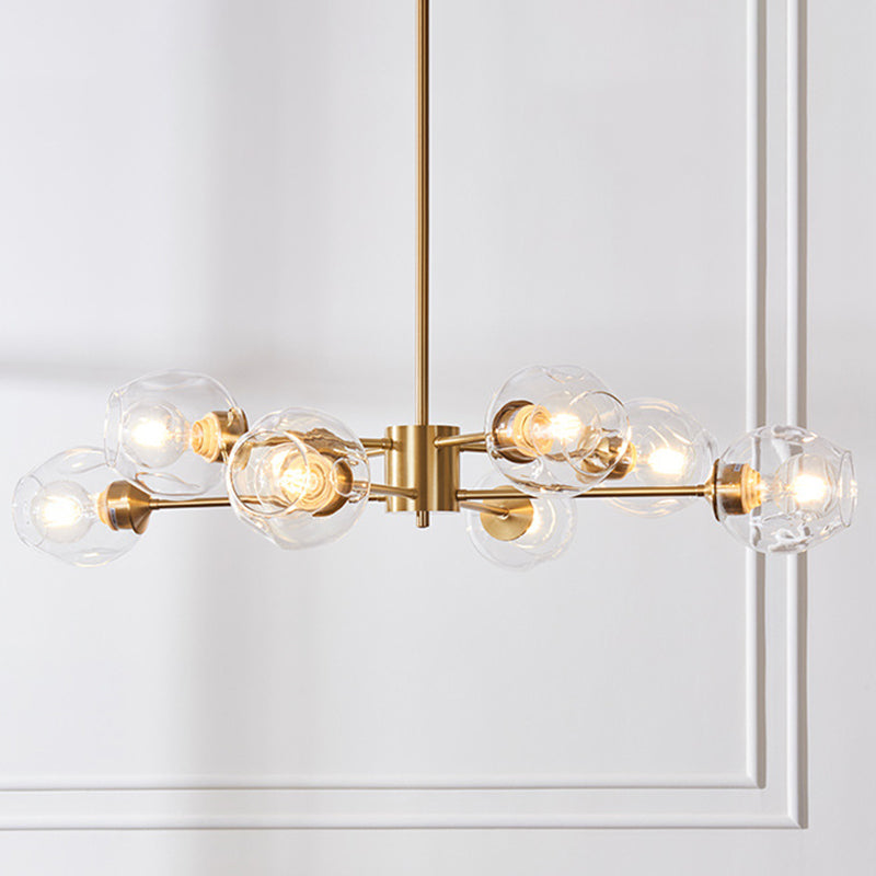 Luz de colgante de oro de vidrio en la lámpara de lámpara de cobre de estilo de lujo moderno para espacios interiores