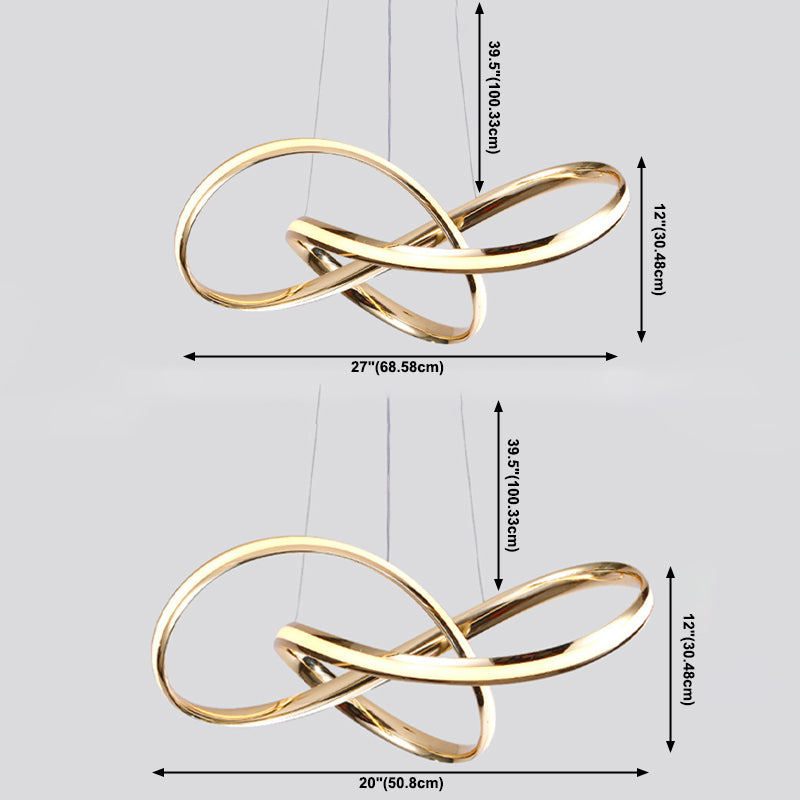 Acrylgold -LED -Anhänger Licht im modernen präzisen Stil Eisen linearer Kronleuchter für Innenräume