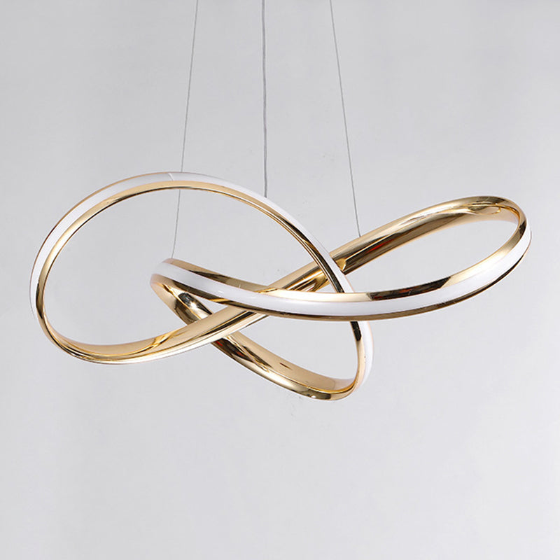 Acrylgold -LED -Anhänger Licht im modernen präzisen Stil Eisen linearer Kronleuchter für Innenräume