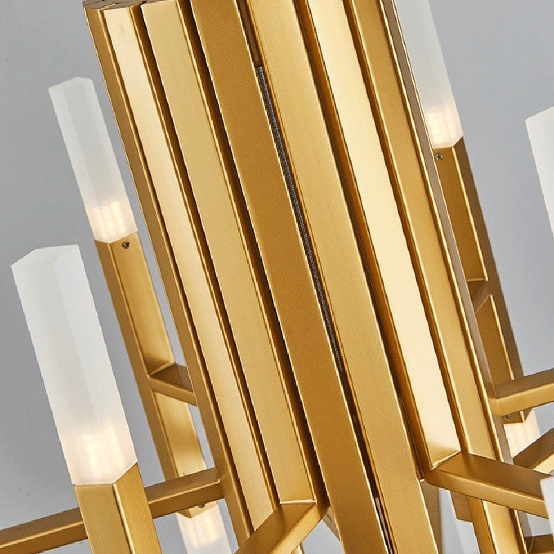 Modern Luxury Linear Pendant Light Electroplate Metal Chandelier with Acrylic Shade