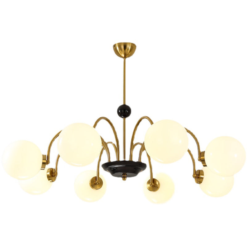 Modern Luxury Globe Hanging Lamp Electroplate Iron Pendant Light with White Glass Shade