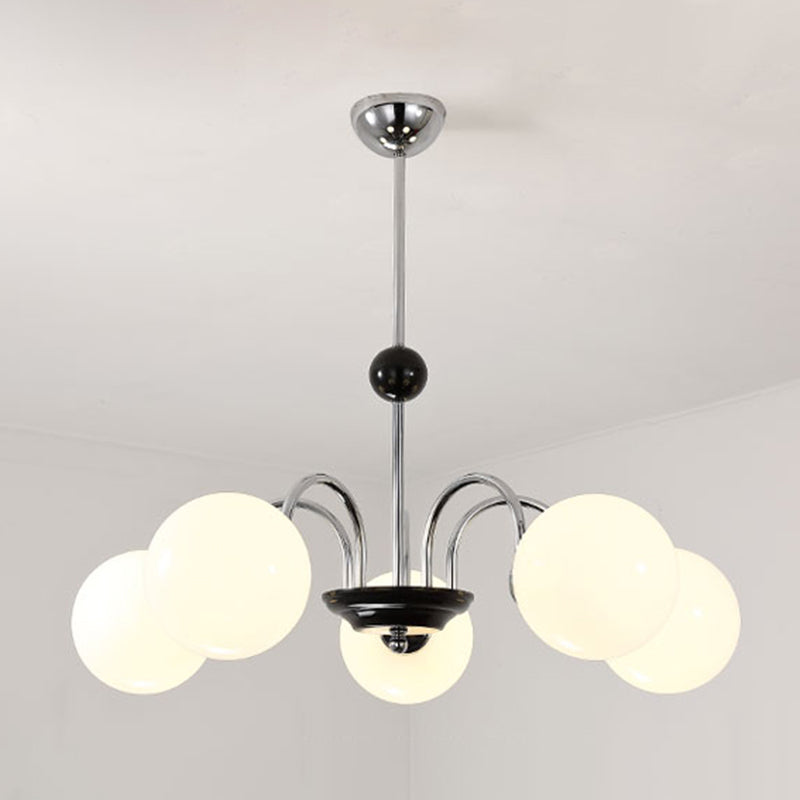 Modern Luxury Globe Hanging Lamp Electroplate Iron Pendant Light with White Glass Shade