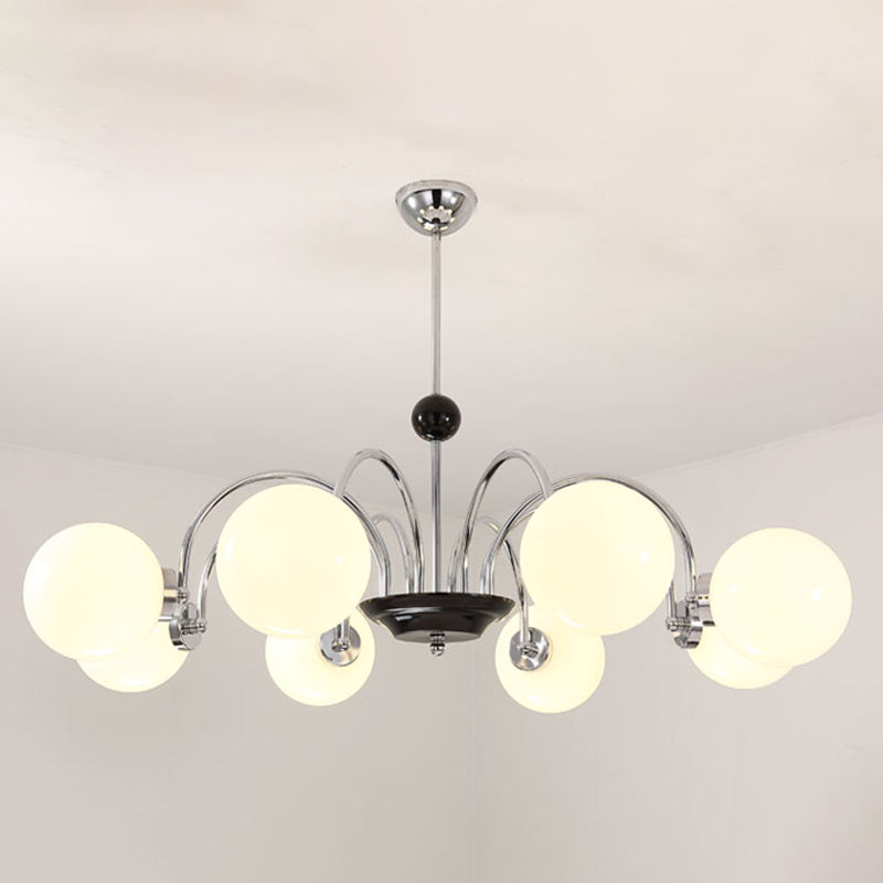 Modern Luxury Globe Hanging Lamp Electroplate Iron Pendant Light with White Glass Shade