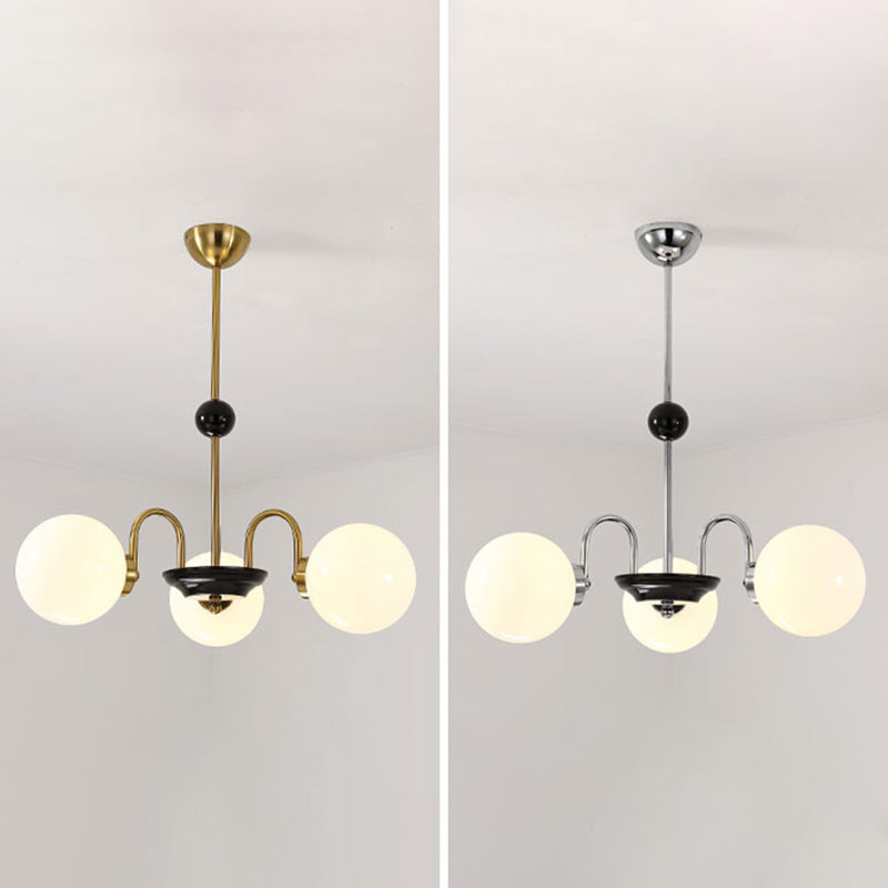 Modern Luxury Globe Hanging Lamp Electroplate Iron Pendant Light with White Glass Shade