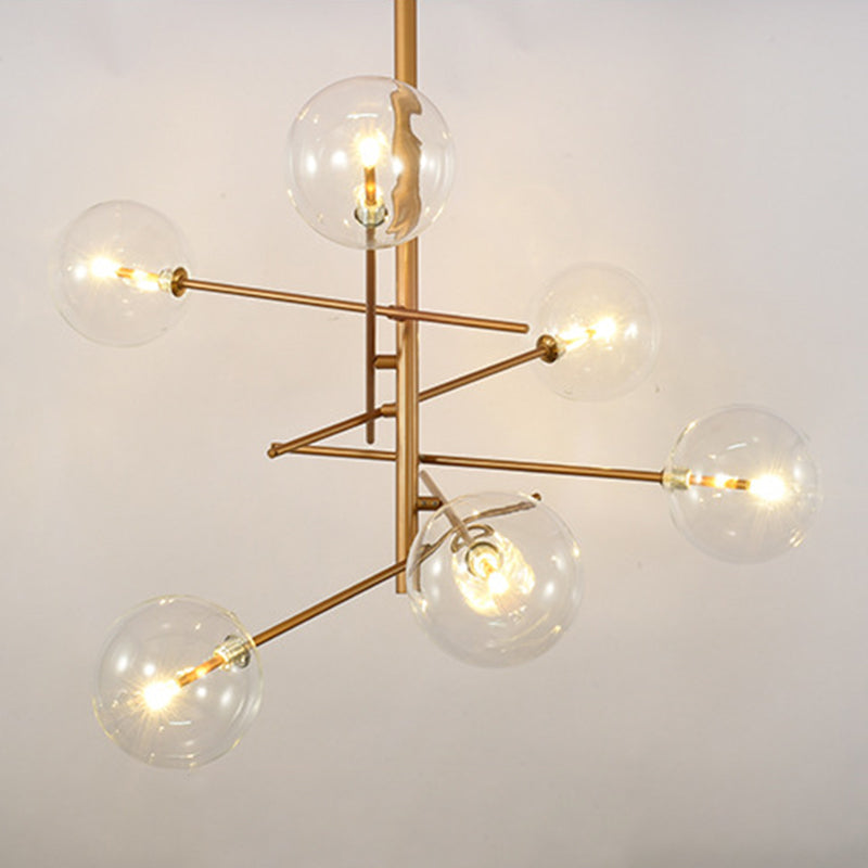 Luz de colgante de techo de lámpara de la esfera Luz de metal de estilo moderno 6 Luces de lámpara de luz