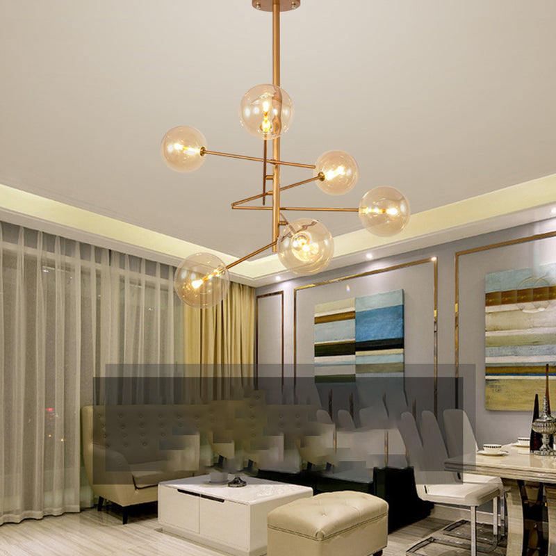 Sphere Chandelier Ceiling Pendant Light Modern Style Metal 6 Light Chandelier Lights