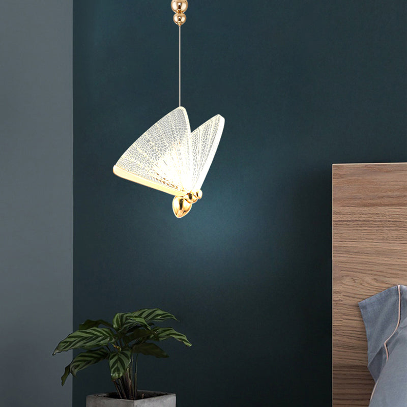 Lampada appesa a LED in oro acrilico nella luce moderna in lega di zinco farfalla a sospensione
