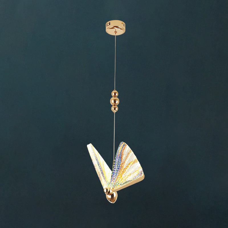 Lampada appesa a LED in oro acrilico nella luce moderna in lega di zinco farfalla a sospensione