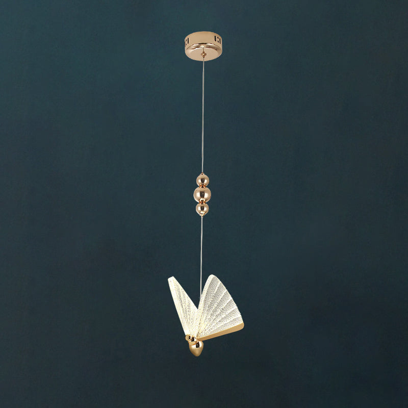 Lampada appesa a LED in oro acrilico nella luce moderna in lega di zinco farfalla a sospensione