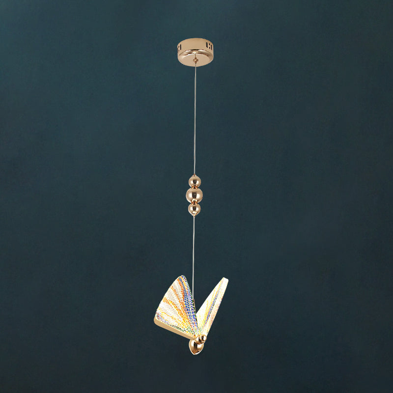 Lampada appesa a LED in oro acrilico nella luce moderna in lega di zinco farfalla a sospensione